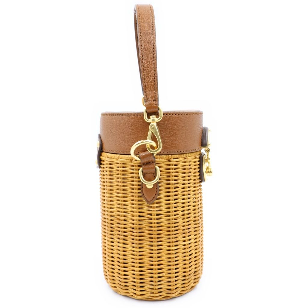 Miu Miu Straw Wicker Cross Belt Bag 2-Way Basket Brown — view 3