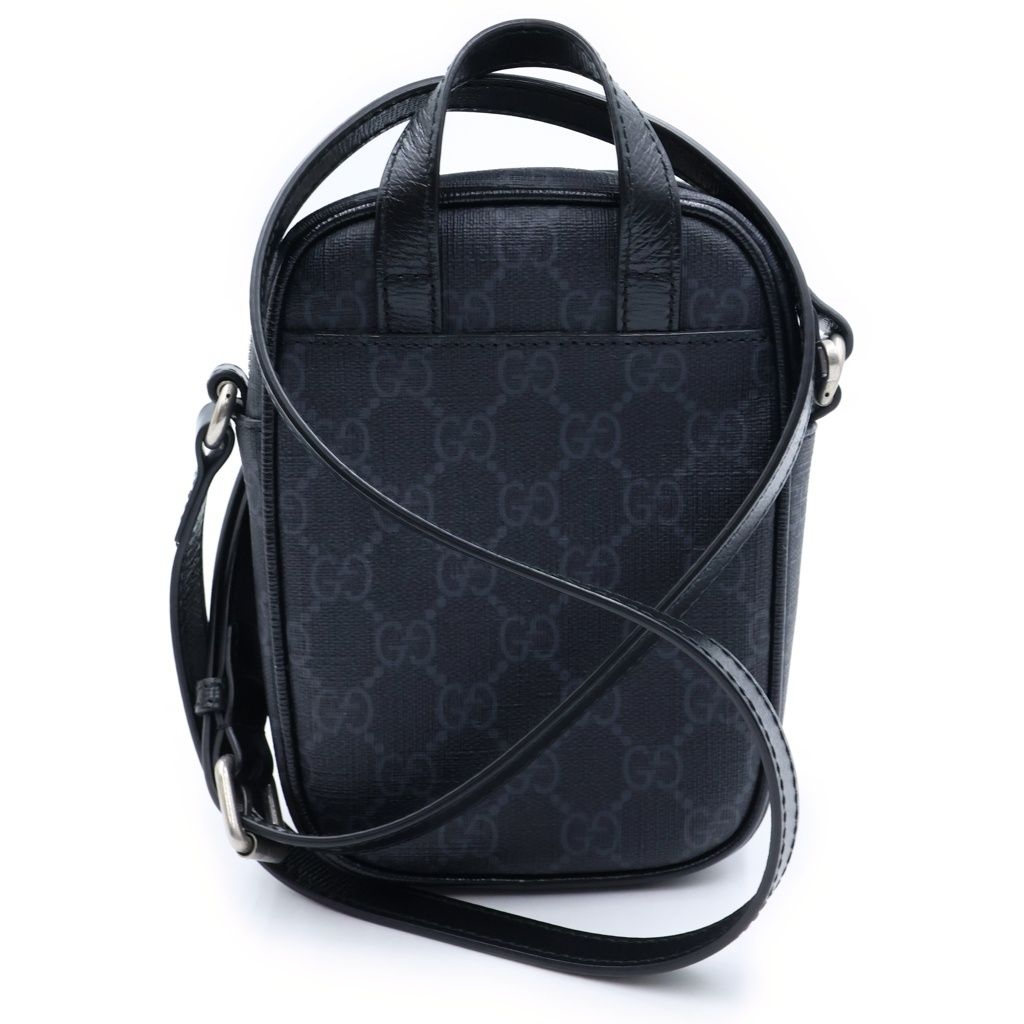 Gucci Interlocking G Mini Shoulder Bag Black Leather Silver — view 2