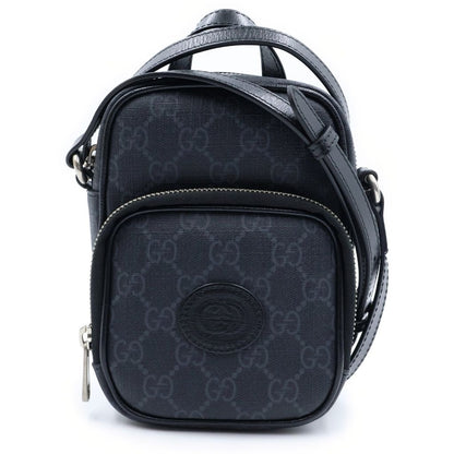 Gucci Interlocking G Mini Shoulder Bag Black Leather Silver