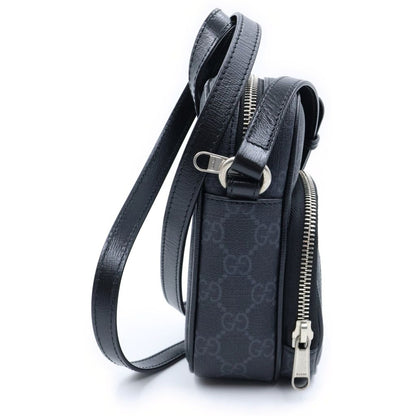 Gucci Interlocking G Mini Shoulder Bag Black Leather Silver — view 3
