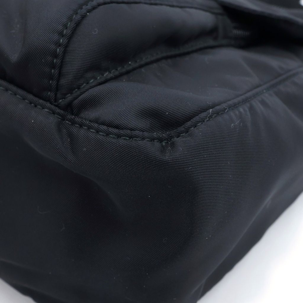 Prada Re-Nylon Triangle Logo Shoulder Bag Black Tessuto Pouch Silver — view 5