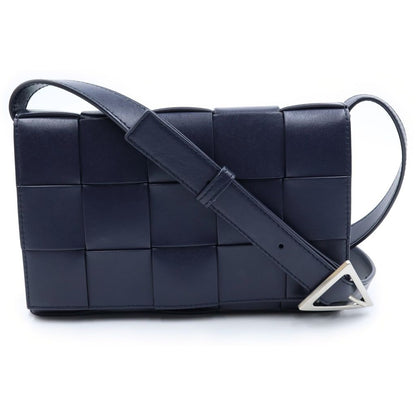 Bottega Veneta Cassette Maxi Intrecciato Leather Shoulder Bag Navy