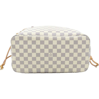 Louis Vuitton Damier Azur Neverfull MM Leather Tote Brown White — view 4