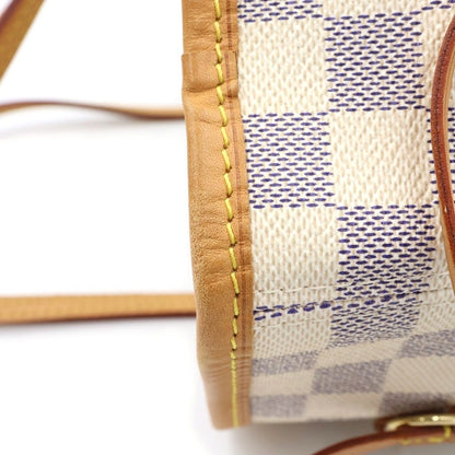 Louis Vuitton Damier Azur Neverfull MM Leather Tote Brown White — view 7