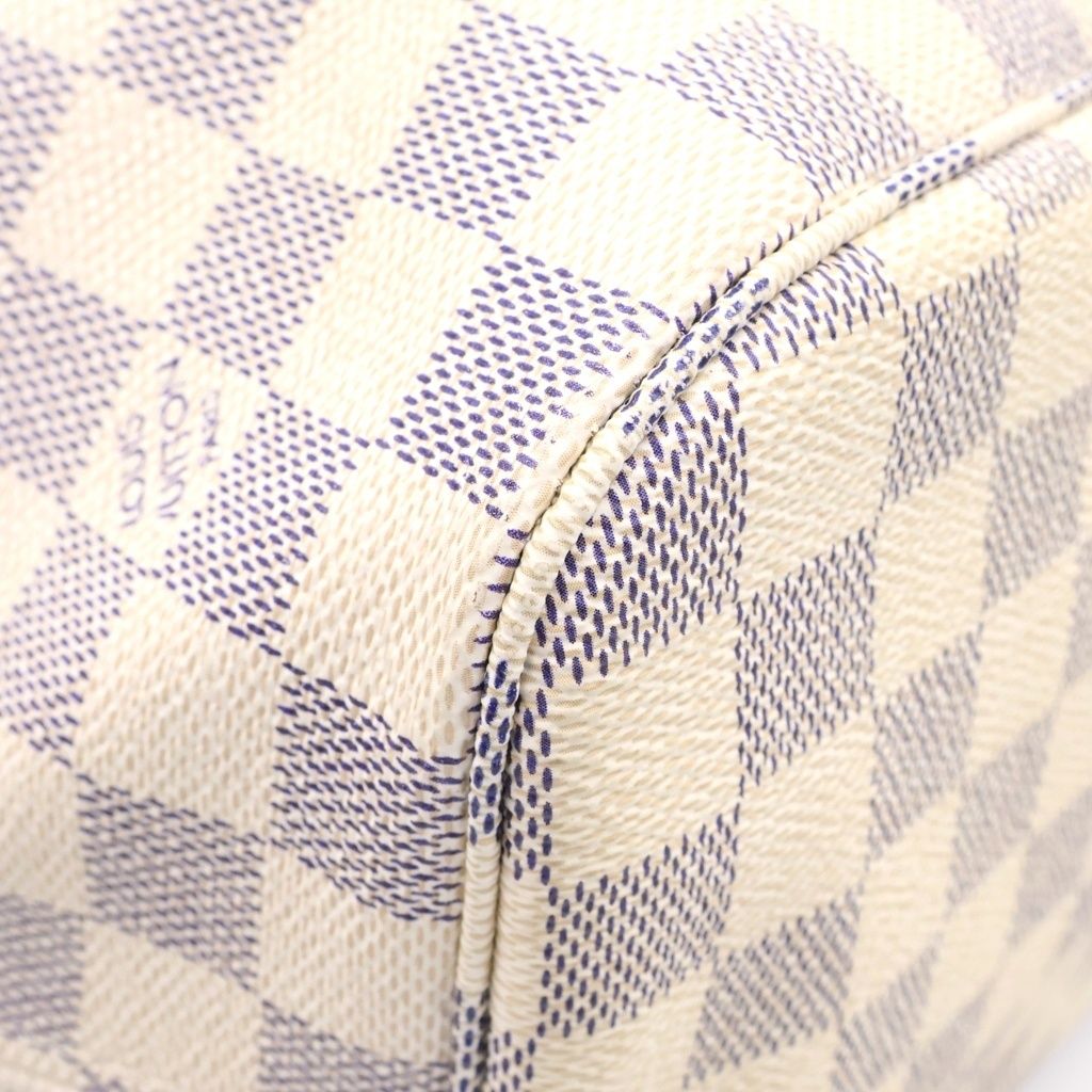 Louis Vuitton Damier Azur Neverfull MM Leather Tote Brown White — view 6