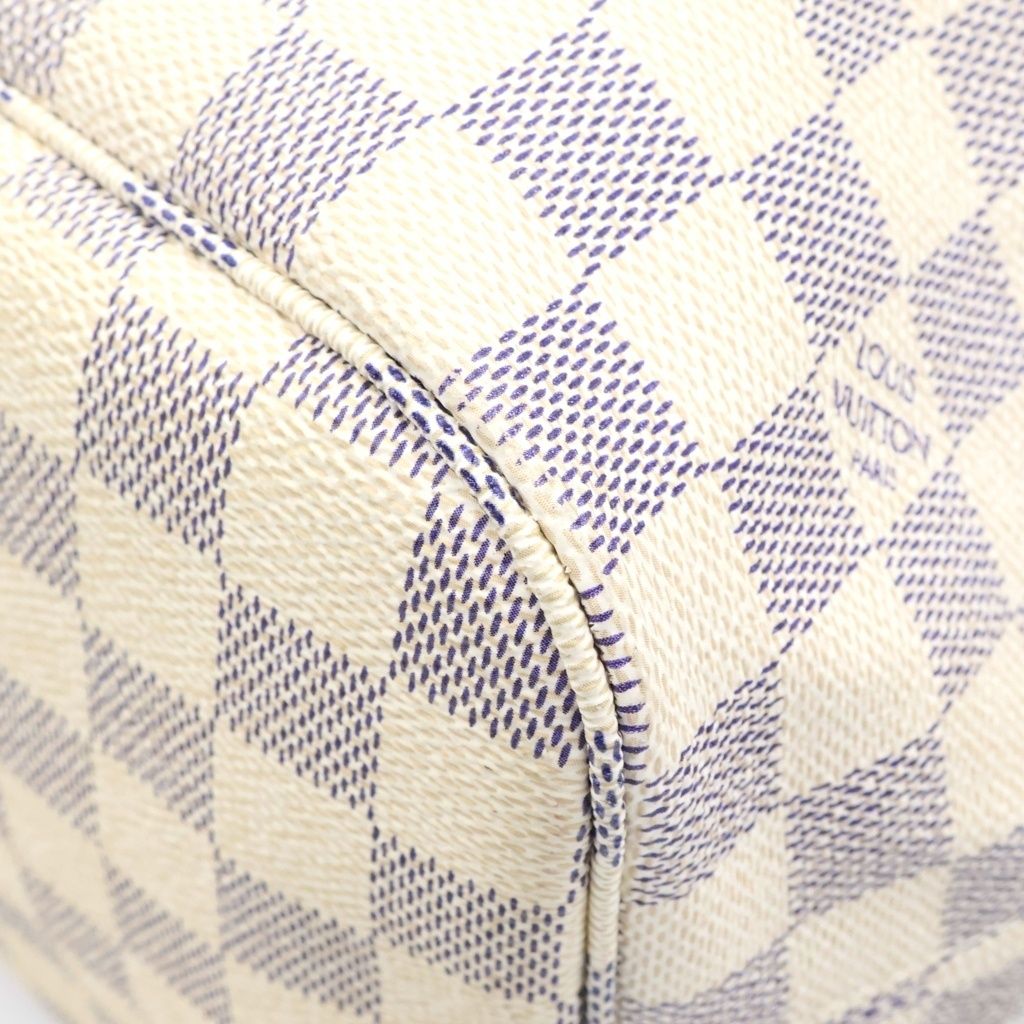 Louis Vuitton Damier Azur Neverfull MM Leather Tote Brown White — view 5