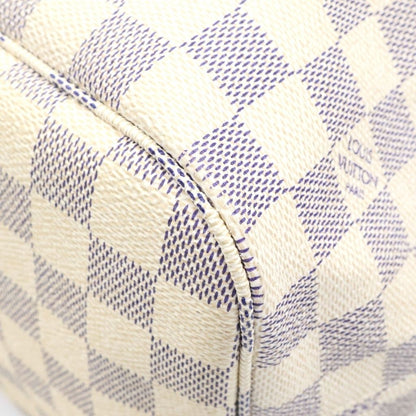 Louis Vuitton Damier Azur Neverfull MM Leather Tote Brown White — view 5