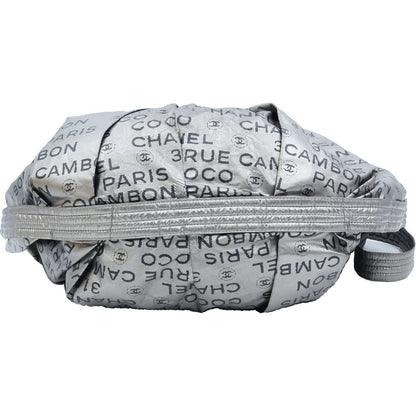 Chanel Unlimited Logo Nylon Tote Shoulder Bag Silver — view 4