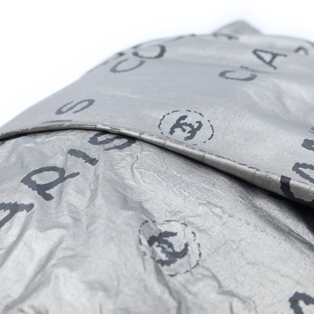 Chanel Unlimited Logo Nylon Tote Shoulder Bag Silver — view 7