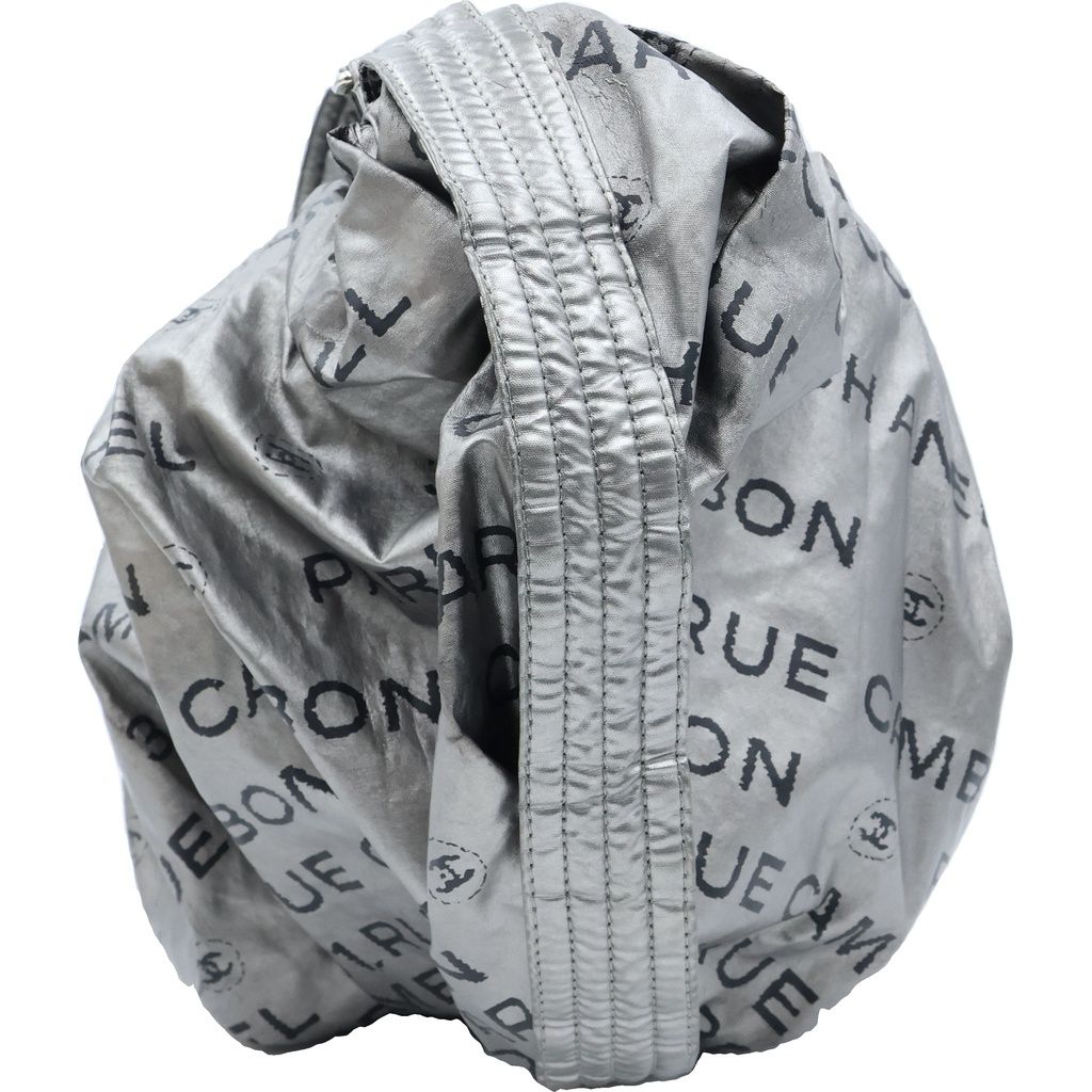 Chanel Unlimited Logo Nylon Tote Shoulder Bag Silver — view 3