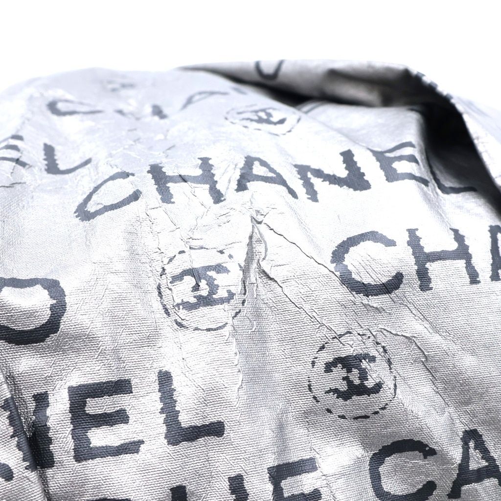 Chanel Unlimited Logo Nylon Tote Shoulder Bag Silver — view 6