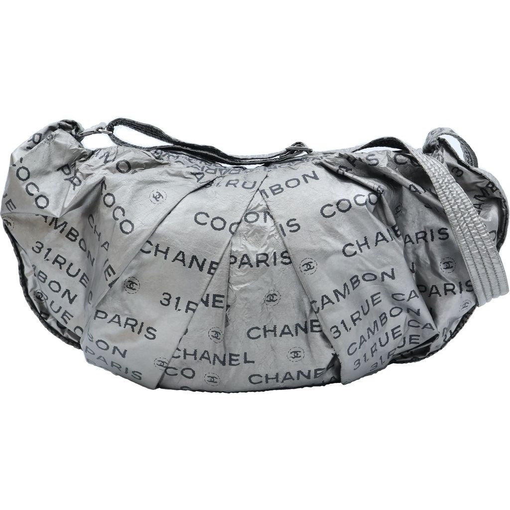 Chanel Unlimited Logo Nylon Tote Shoulder Bag Silver