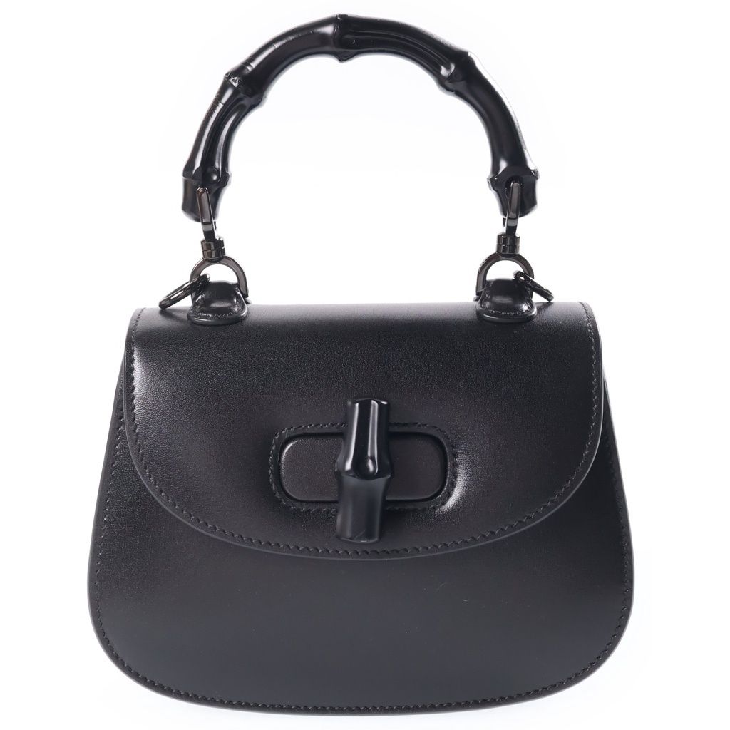 Gucci Bamboo Mini Shoulder Bag So Black Leather