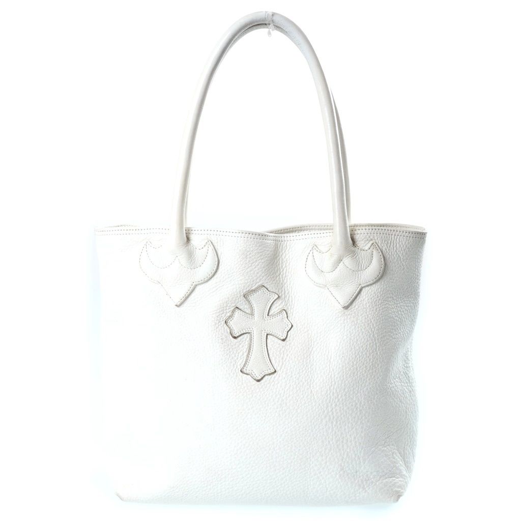 Chrome Hearts FS Tote Leather White with Cross Patch