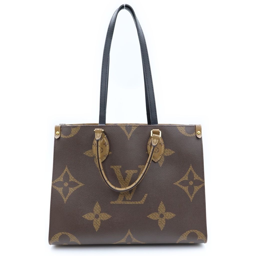 Louis Vuitton Monogram Reverse on the Go MM Tote Brown Leather