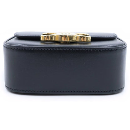 Celine Triomphe Mini Claude Shoulder Bag Black Leather Gold — view 4