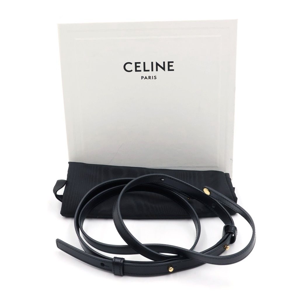 Celine Triomphe Mini Claude Shoulder Bag Black Leather Gold — view 8