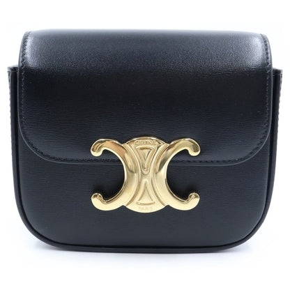 Celine Triomphe Mini Claude Shoulder Bag Black Leather Gold
