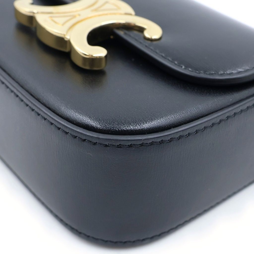 Celine Triomphe Mini Claude Shoulder Bag Black Leather Gold — view 5