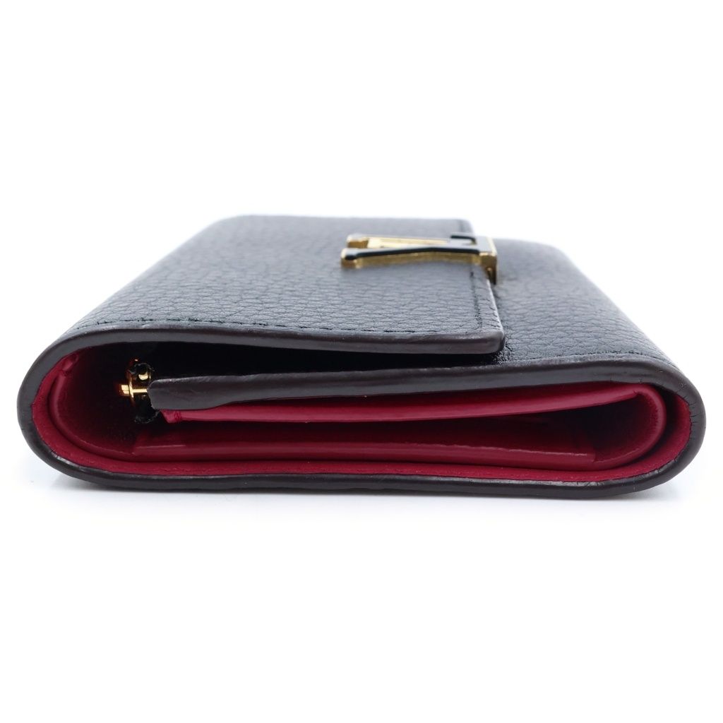 Louis Vuitton Lutefeuille Capucines Compact Wallet Trifold Black Leather Gold — view 3