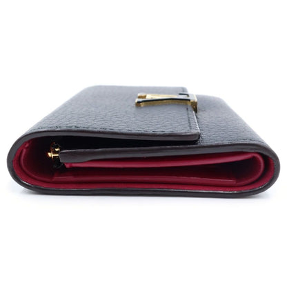 Louis Vuitton Lutefeuille Capucines Compact Wallet Trifold Black Leather Gold — view 3