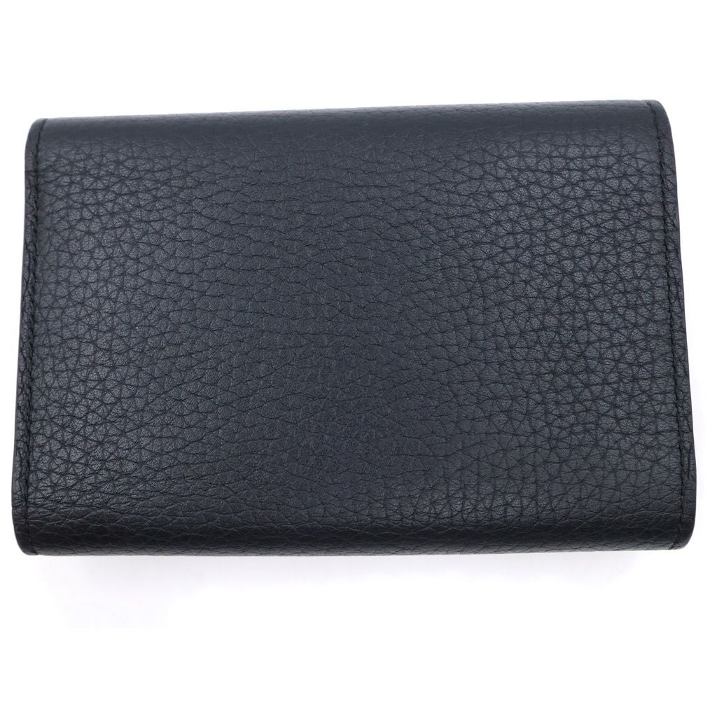 Louis Vuitton Lutefeuille Capucines Compact Wallet Trifold Black Leather Gold — view 2