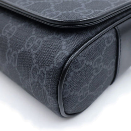 Gucci GG Supreme Super Mini Shoulder Bag Black Canvas Leather Silver — view 5
