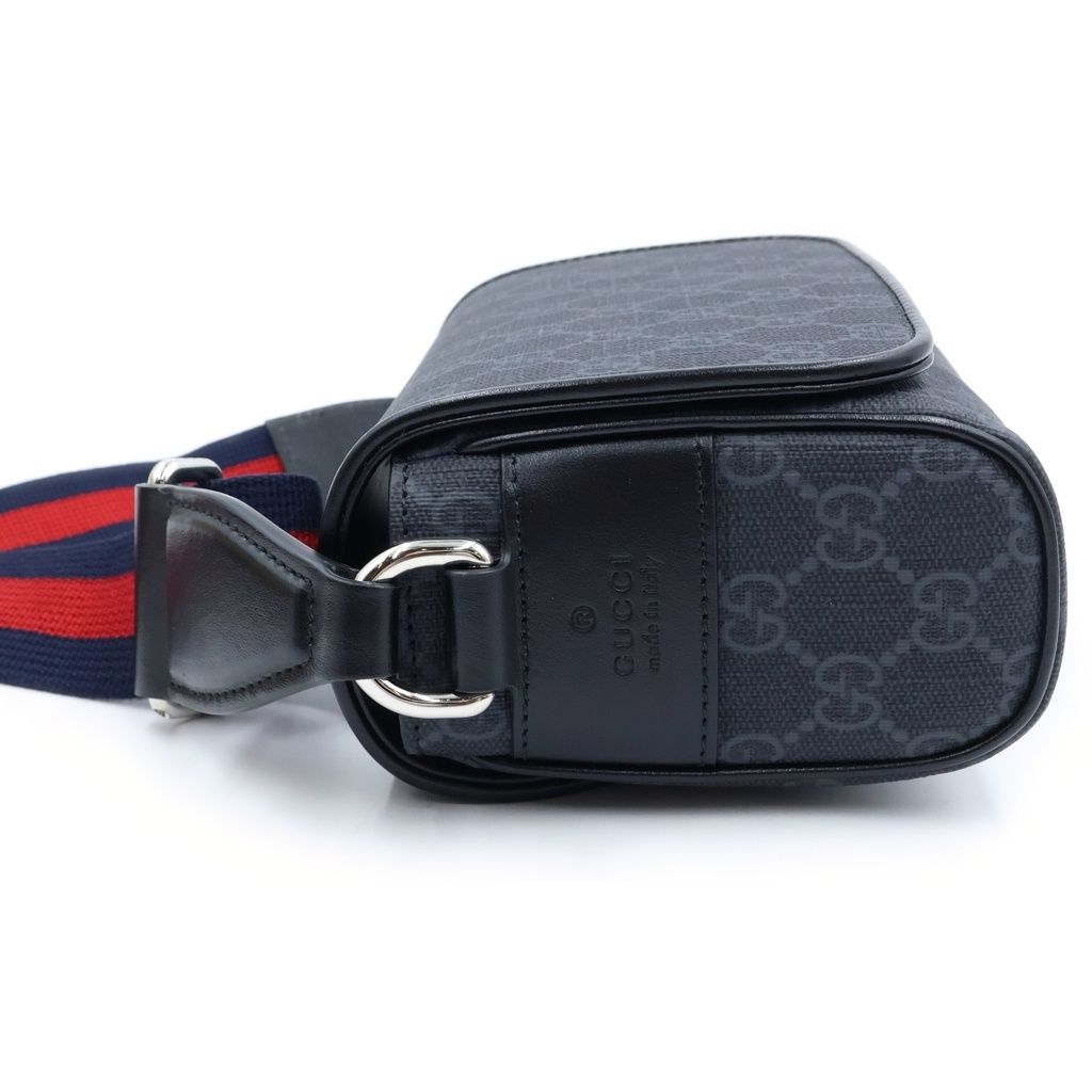 Gucci GG Supreme Super Mini Shoulder Bag Black Canvas Leather Silver — view 3