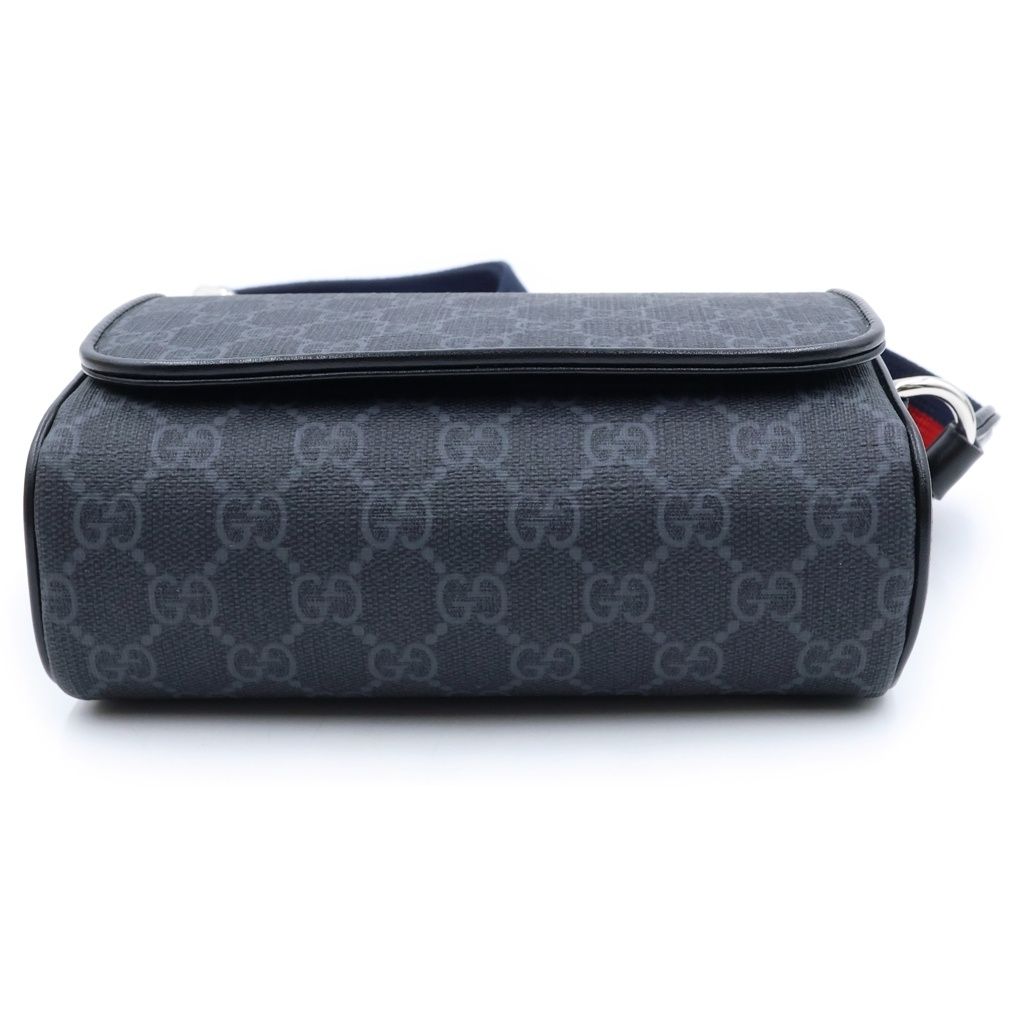Gucci GG Supreme Super Mini Shoulder Bag Black Canvas Leather Silver — view 4