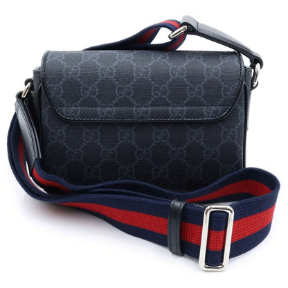 Gucci GG Supreme Super Mini Shoulder Bag Black Canvas Leather Silver — view 2