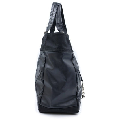Chanel Paris Biarritz MM Tote Black Leather Silver — view 3