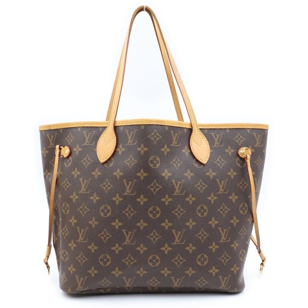 Louis Vuitton Monogram Neverfull MM Leather Tote Brown