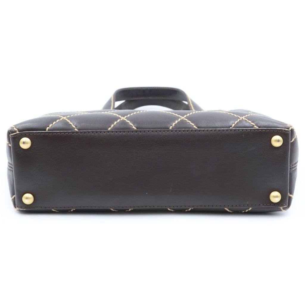 Chanel Wild Stitch Handbag Quilted Leather Dark Brown — view 4