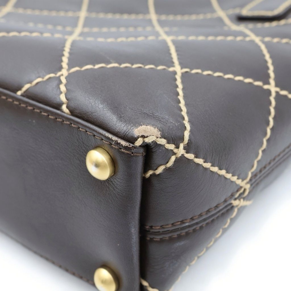 Chanel Wild Stitch Handbag Quilted Leather Dark Brown — view 5