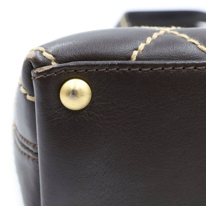 Chanel Wild Stitch Handbag Quilted Leather Dark Brown — view 7