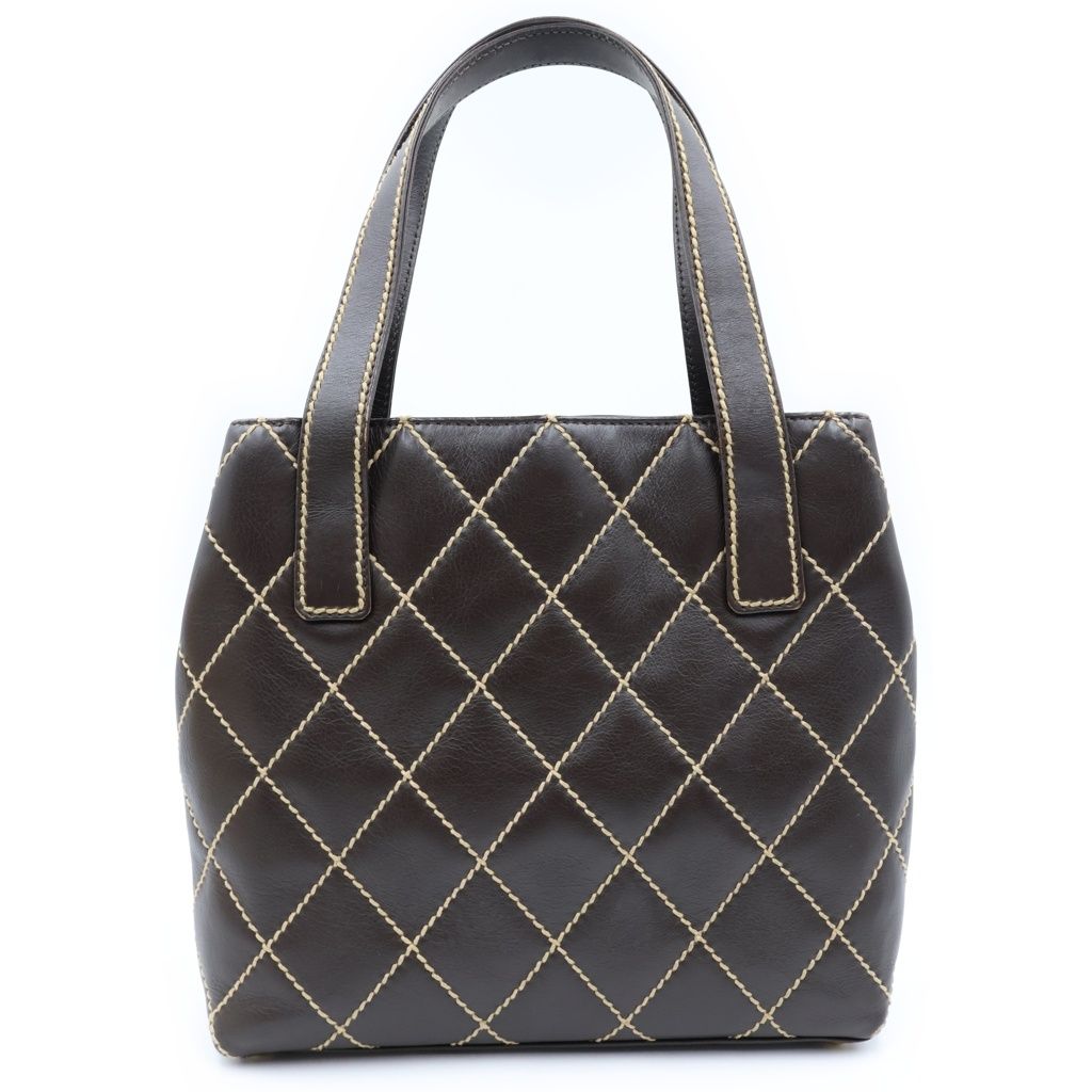 Chanel Wild Stitch Handbag Quilted Leather Dark Brown — view 2