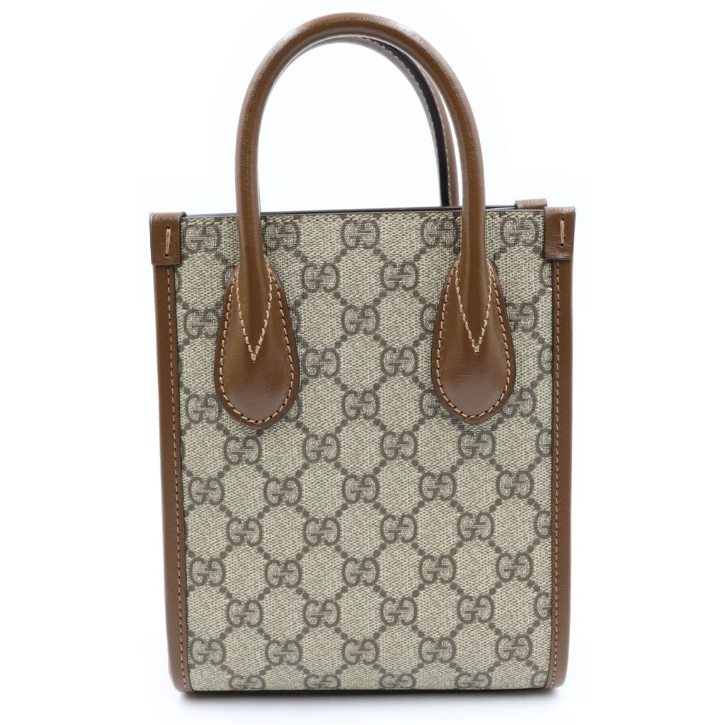 Gucci Interlocking G Shoulder Bag Beige Brown Leather Gold — view 2