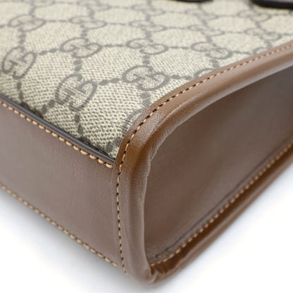 Gucci Interlocking G Shoulder Bag Beige Brown Leather Gold — view 5