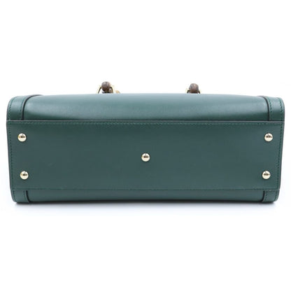 Gucci Diana Bamboo 2-Way Shoulder Bag Moss Green Leather Gold — view 4