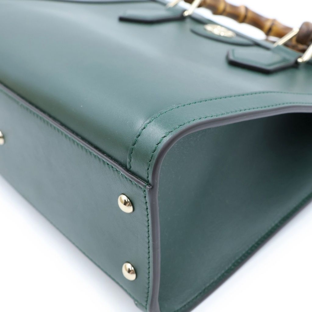 Gucci Diana Bamboo 2-Way Shoulder Bag Moss Green Leather Gold — view 5