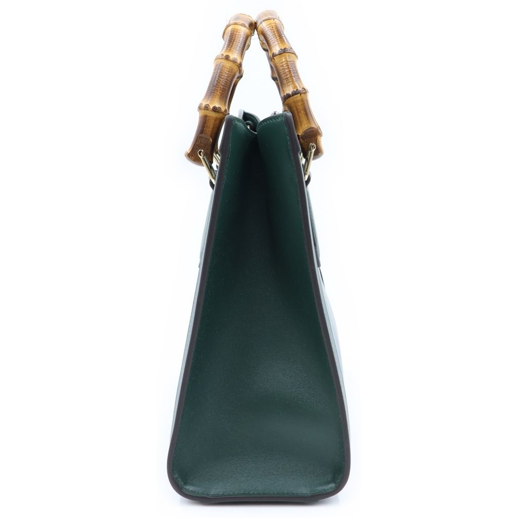 Gucci Diana Bamboo 2-Way Shoulder Bag Moss Green Leather Gold — view 3