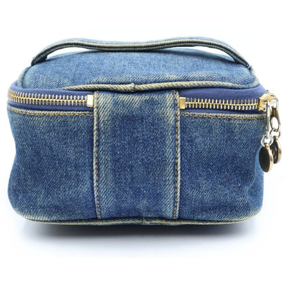 Chanel Vintage Denim Vanity Handbag Pouch Indigo Blue Gold — view 2