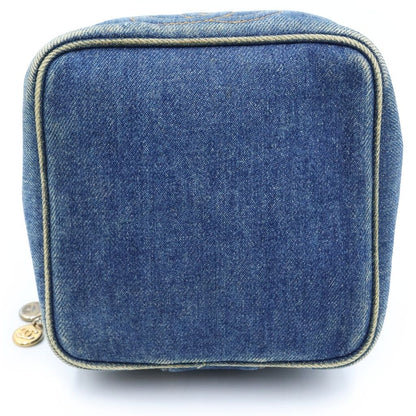 Chanel Vintage Denim Vanity Handbag Pouch Indigo Blue Gold — view 4