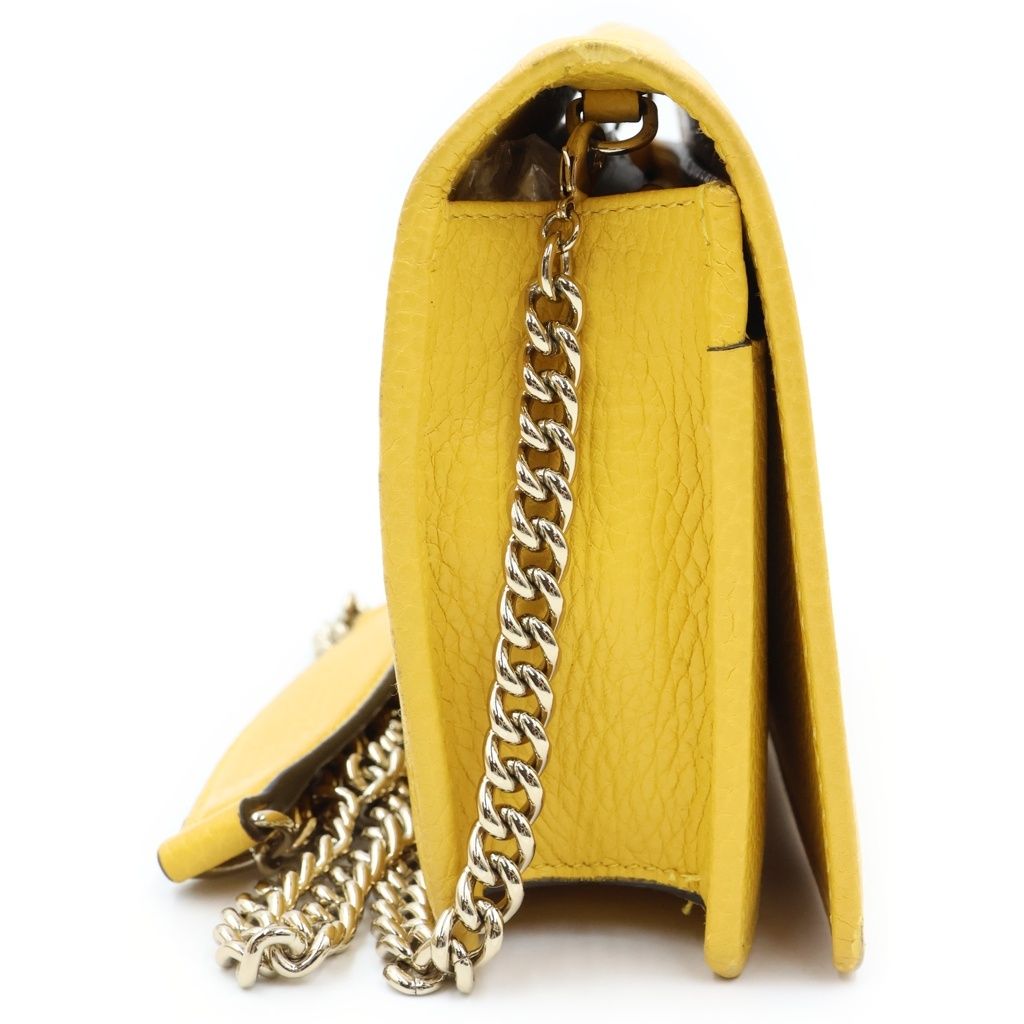 Gucci Soho Chain Wallet Shoulder Bag Yellow Leather Gold — view 3