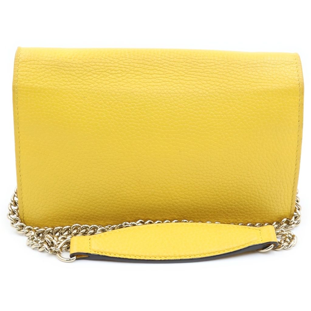 Gucci Soho Chain Wallet Shoulder Bag Yellow Leather Gold — view 2