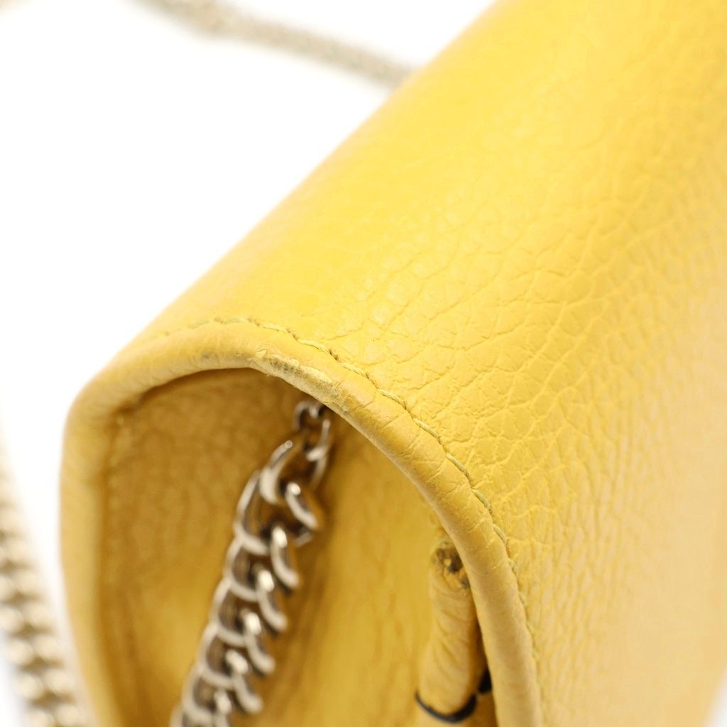 Gucci Soho Chain Wallet Shoulder Bag Yellow Leather Gold — view 7