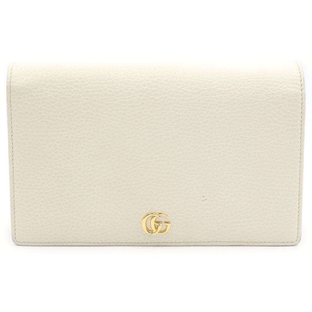 Gucci GG Marmont Chain Wallet Mini Shoulder Bag Leather White