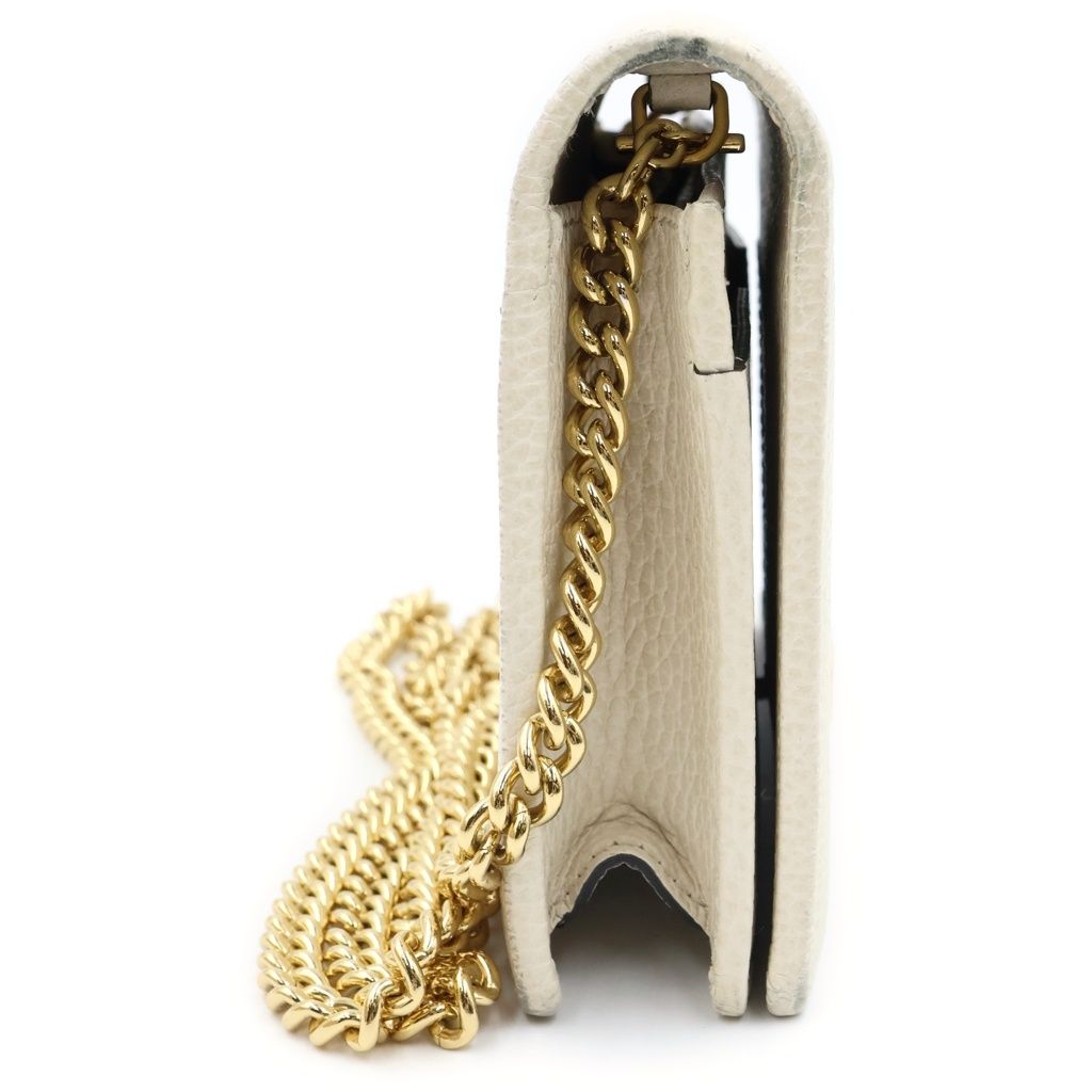 Gucci GG Marmont Chain Wallet Mini Shoulder Bag Leather White — view 3