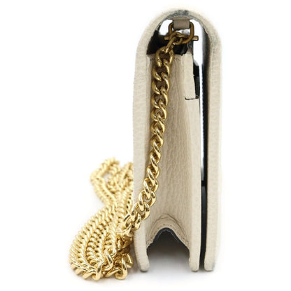 Gucci GG Marmont Chain Wallet Mini Shoulder Bag Leather White — view 3