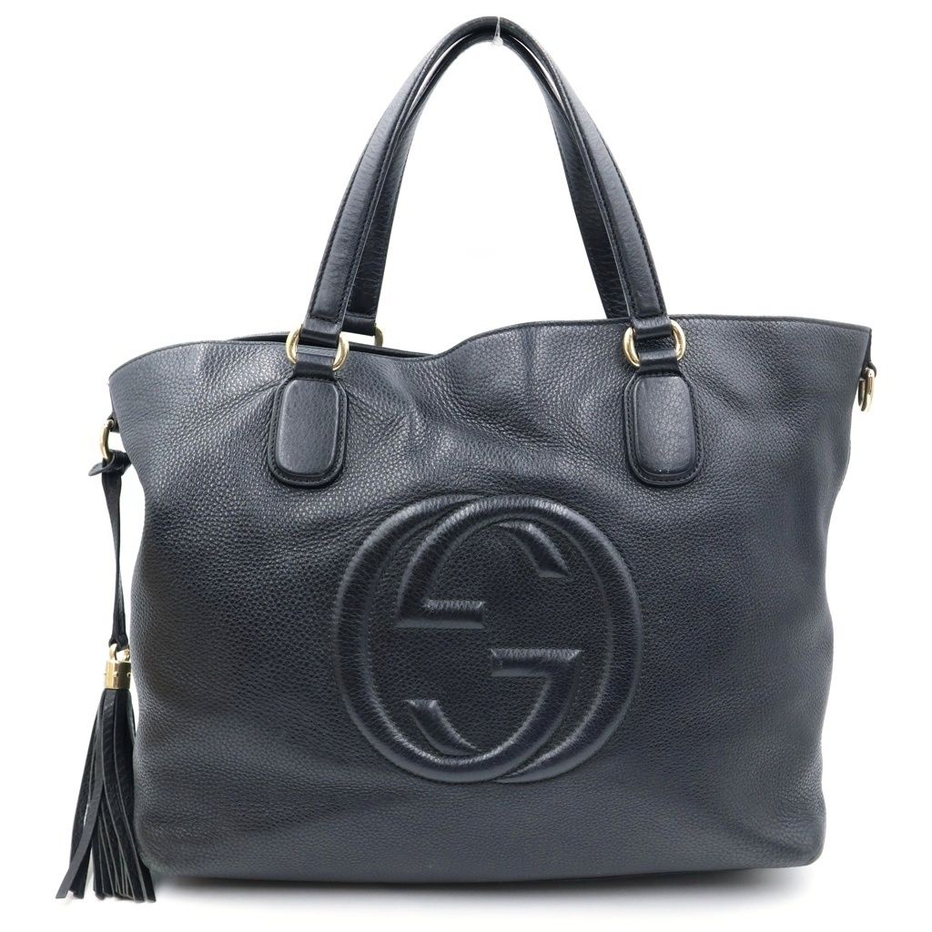 Gucci Soho Tote Black Leather Gold
